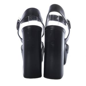 PRADA サンダル ハイヒール ストラップ レザー 36 ブラック /YO18