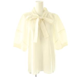 ダブルタイプライターボウタイブラウス 五分袖 38 ホワイト /DF OS