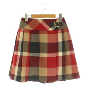 チェックスカート ラップ ミニ ウール 36 レッド /MY OS