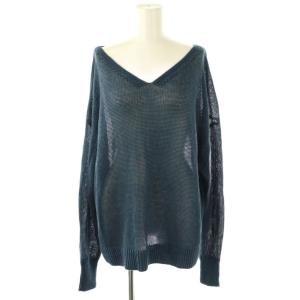 ストラドリネンニットプルオーバー セーター 長袖 F 紺 ネイビー /AT OS