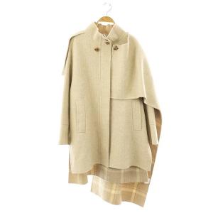 リバーヘリンボーンジャケットコート チェック ケープ付き 38 ベージュ