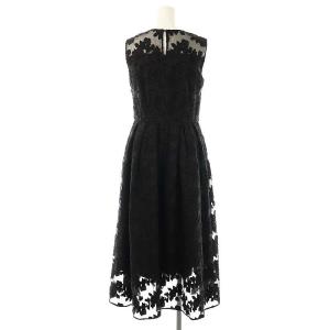 Loulou Willoughby オーガンフラワージャガードワンピース フェイクパール 1 黒 /CX OS