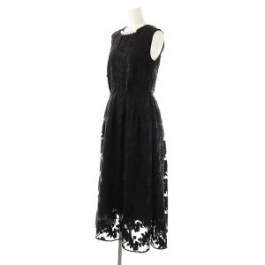 Loulou Willoughby オーガンフラワージャガードワンピース フェイクパール 1 黒 /CX OS