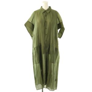 ワイドノースリーブロングシアーシャツ ワンピース F カーキ /DF OS