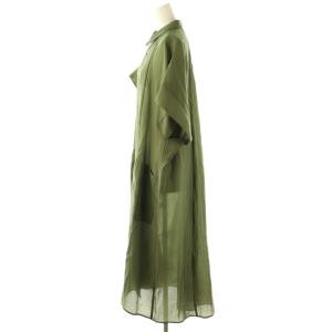 UN3D. ワイドノースリーブロングシアーシャツ ワンピース F カーキ /DF OS