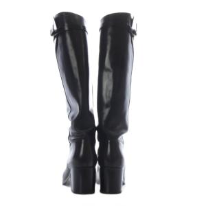 SARTORE ブーツ ロング チャンキーヒール サイドベルト レザー 38 ブラック /YO19