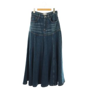 22SS デニム ロングスカート フレア マキシ ロング 36 紺 ネイビー /AT OS