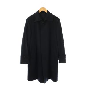 PIACENZA カシミヤ ステンカラーコート ロング S 紺 ネイビー /AT OS