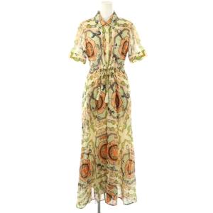 総柄 半袖 シャツワンピース ロング S マルチカラー /HK OS
