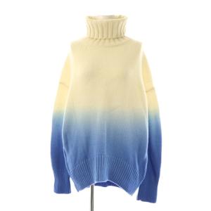 ファインウールハンギングダイハイネックプルオーバー ニット セーター S アイボリー ライトブルー ブルー