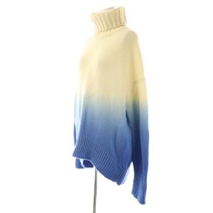 GALERIE VIE ファインウールハンギングダイハイネックプルオーバー ニット セーター S アイボリー ライトブルー ブルー