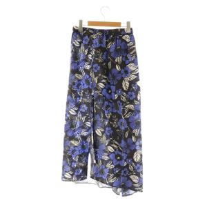 christian wijnants シルク花柄ロングスカート 36 ブラック オフホワイト ブルー /DO OS