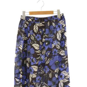 christian wijnants シルク花柄ロングスカート 36 ブラック オフホワイト ブルー /DO OS