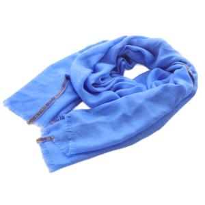 カシミヤシルク混 ペイズリー ストール 青 ブルー /SR32