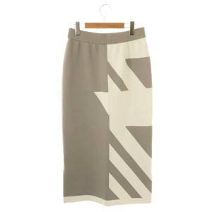 ADORE ビックハウンドトゥースニットスカート タイト マキシ ロング 38 グレー 白 ホワイト /AT OS