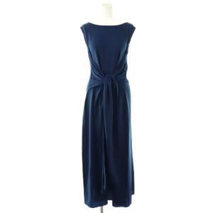 マルチジョーゼットワンピース マキシ ロング ノースリーブ F 青 ブルー /AT OS