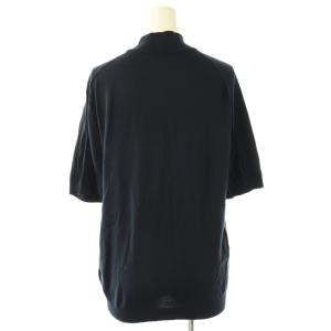JOHN SMEDLEY コットン ハイネック 半袖 ニット カットソー S 紺 ネイビー /AT OS