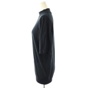 JOHN SMEDLEY コットン ハイネック 半袖 ニット カットソー S 紺 ネイビー /AT OS