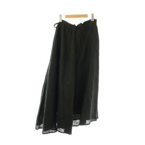 Yohji Yamamoto 22SS リネンスカート フレア ロング 1 ブラック FG-S20-300 /HK OS