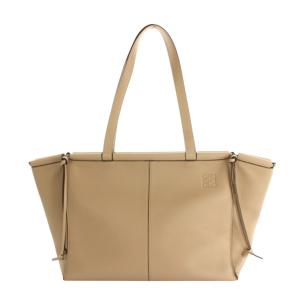 クッショントート バッグ ロゴ型押し ベージュ