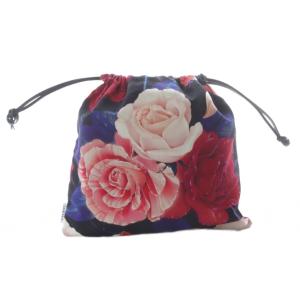 Paulas Ibiza ローズ ドローストリングポーチ 黒 ブラック /SR7 OH