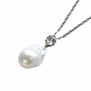 パール ロングネックレス ペンダント シルバー色 /SR20