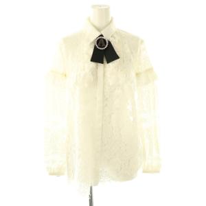 レース シャギー ブラウス 長袖 F 白 ホワイト /AT OS