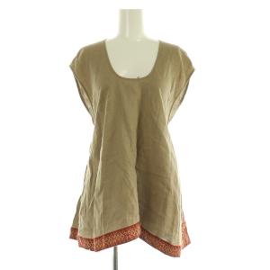 リネン ノースリーブ チュニック ブラウス XS ベージュ /MY OS