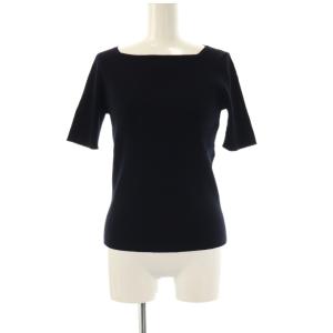 UVカットスクエアネックリブニットプルオーバー カットソー 半袖 36 黒 ブラック /AT OS