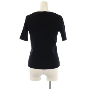 Aveniretoile UVカットスクエアネックリブニットプルオーバー カットソー 半袖 36 黒 ブラック /AT OS