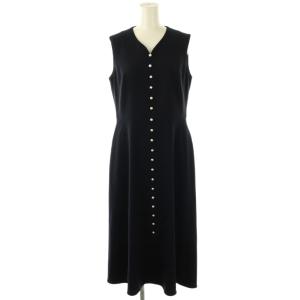 クチュール COUTURE パールボタンノースリーブワンピース ロング 36 ネイビー /DO OS