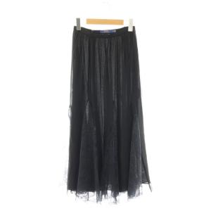シルク レースフレアロングスカート 0 ブラック /DF OS