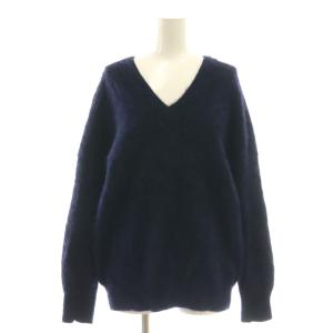 FOXEY Vネップルオーバーニット セーター カシミヤ混 F ネイビー /DO OS SH