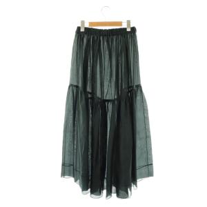 BLAMINK FALL シルクギャザー ロングスカート 36 ネイビー