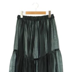 BLAMINK FALL シルクギャザー ロングスカート 36 ネイビー