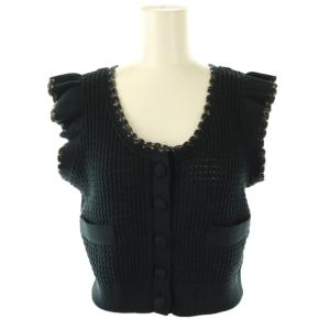 25SS クロシェニットミニジレ ベスト ラメ F ネイビー ゴールド色 /DO OS SH