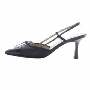 CHANEL ポインテッドトゥ ミュール ココマーク 37.5 ブラック