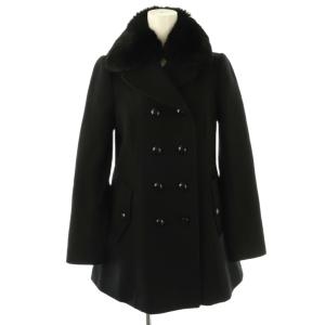 ラビットファー Pコート アウター 36 黒 /NR OS