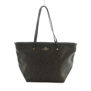 シグネチャー トートバッグ レザー 総柄 ダークブラウン F34104 /MI OS