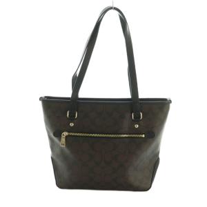 COACH シグネチャー トートバッグ 総柄 ダークブラウン F34603 /MI OS