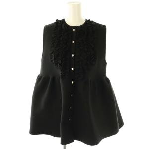 フリルニットベスト ジレ ブラック /DF OS