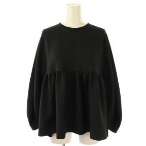 ランバスジャカード ペプラムブラウス 長袖 36 ブラック /DF OS