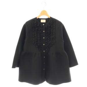 ミニフリル ニットカーディガン ブラック /DF OS