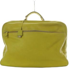 レザー ボストンバッグ ブリーフケース ハンドバッグ ワンハンドル ダイヤルロック式南京錠付き イエロー