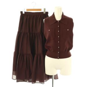 25AW ニットベスト×ティアードスカートセット ロング フレア 0 ブラウン /SS OS SH