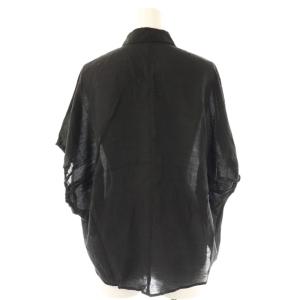 IENA 25SS リネン混 襟付きブラウス 半袖 ブラック /DF OS