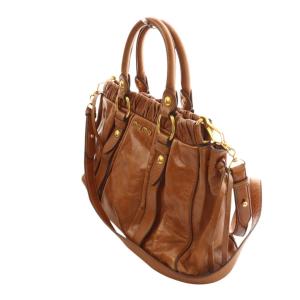 miumiu VITELLO LUX  2way ハンドバッグ ブラウン