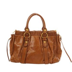 miumiu VITELLO LUX  2way ハンドバッグ ブラウン