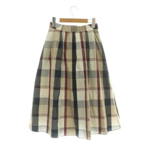 BLUE LABEL CRESTBRIDGE タックフレアスカート ミモレ ロング チェック 34 ベージュ /AT OS