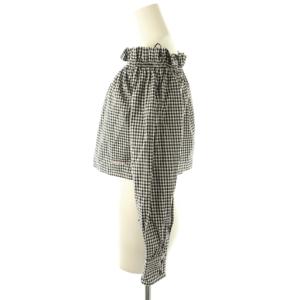 miumiu ギンガムチェックオフショルダーブラウス 長袖 36 ブラック ホワイト /HK OS